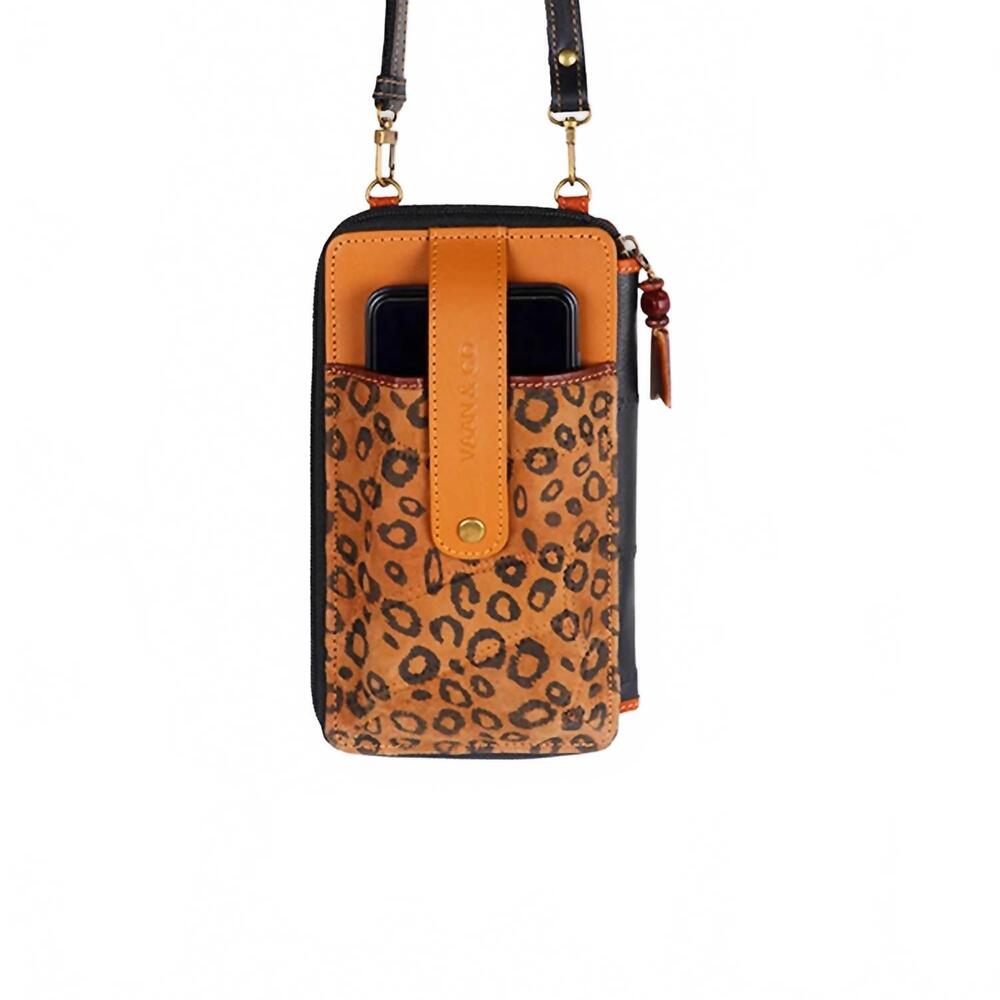 NEW VAAN & CO. women's prism cheetah cellphone crossbody wallet in multi